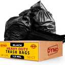 Dyno Products Online 64-Gallon, 1.2 Mil Thick Heavy-Duty Black Trash Bags - 50 Count Extra Large Plastic Garbage Liners Fit Huge Cans for Home Garden Lawn Yard Recycling Construction & Commercial Use