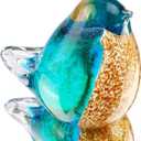 4 inch Art Glass Crystal Bird Figurine Handmade Blown Glass Paper Wight Mother`s Day Gift Home Ornament (#1)