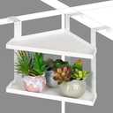 Office Cubicle Shelf - Height Adjustable Corner Shelf with Adjustable Hooks (Large White)