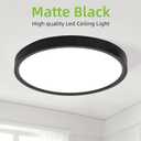 hykolity 12 Inch Selectable CCT LED Round Flat Panel Light, 24W 3000K/4000K/5000K, Edge-Lit Flush Mount Ceiling Light Fixture for Kitchen, Bedroom, Laundry and Closet RoomBlack