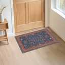 Hazo Haus Washable 2x3 Entry Rug Front Door Indoor, Farmhouse Small Area Rugs for Kitchen, Bathroom, Entrance, Non Slip Rubber Backed, Perfect for Boho Dcor (2x3 Navy Blue)