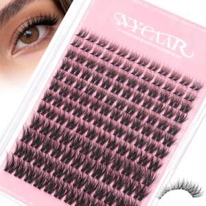 Lash Clusters Natural Eyelash Clusters 144pcs Wispy Lash Extensions C Curl Invisible Band 8-16mm Short False Eyelashes for Beginner Friendly(Briar)