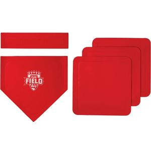 Franklin Sports Field Day Baseball Base Set - Throw Down Rubber Bases for Baseball + Softball with Home Plate - Portable Backyard Baseball, Softball, Kickball Bases - Easy Set Up Rubber Base Set Red (One Size)