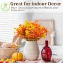 16 Bundles Artificial Mums for Outdoors/Indoors Faux Mums for Outdoor Planters, Eucalyptus Leaves Fall Flowers Artificial for Decoration Boxwood Garden Porch Window Home Wedding (Yellow&red Green)