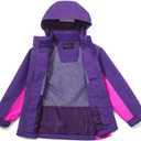 YINGJIELIDE Boys Girls Rain Jacket,Kids Lightweight Waterproof Hooded Raincoats Windbreakers,Outdoor Hiking Coat Dark Purple 5-6 Years (Purple)