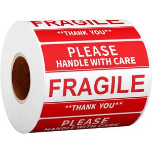 2" x 3" Fragile Stickers for Shipping and Moving Please Handle with Care Fragile Thank You Do Not Drop, Warning Stickers Fragile Labels, Permanent Adhesive(500 Labels, 1 Roll)