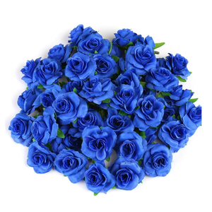 Kesoto 50pcs Royal Blue Roses Artificial Flowers Bulk, 1.6" Small Silk Fake Roses Flower Heads for Decoration, Crafts, Wedding Centerpieces Bridal Shower Party Home Decor