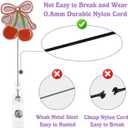 2 x Cherry Stethoscope Bow Badge Reel Retractable for Nurse Nursing RN CNA ER LPN & Medical Worker, Cute Nurse Week Gifts, Pink Bow Cherry Badge Holder with Alligator Clip, Bow & Stethoscope Badge Clip