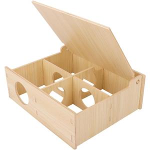 Hamster and Mouse Wooden Tunnel Cage Secret Peep Shed and Explore Hideout Flip Cover Design Hamster Play Tunnel
