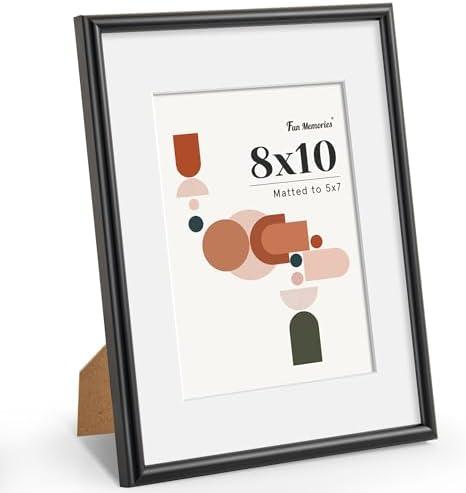 8x10 inch Picture Frame, 8x10 Photo Frames with 5x7 Removable Mat, High Definition Plexiglass, Vertical and Horizontal Display, Wall Hanging Photo Frame, Black, 2 Pack