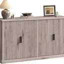 VASAGLE MAXE Collection - Buffet Cabinet, Fluted Console Cabinet, Sideboard with Adjustable Shelves, Mid Century Modern Buffet Table, 15.8 x 58.3 x 31.5 Inches, Washed Gray UBBK382G01S