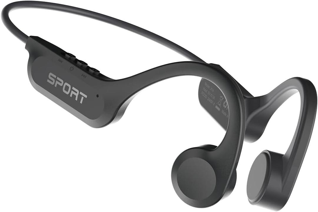 Bone Conduction Headphones, Bluetooth 5.4 Open Ear Headphones, 10Hrs Playtime Bone Conduction Earbuds, IP56 Waterproof Earphones for Workout, Hiking (Black)