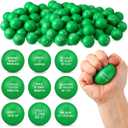 Shappy 72 Pcs Inspirational Stress Relief Balls Motivational Stress Ball Encouraging PU Bulk Squish Balls for Adults Small Therapy Fidget Relief Toys for Valentines Gifts Fidget Anxiety Anger(Green)