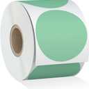Misofuki 2" 750 Labels Green Circle Direct Thermal Stickers Labels Roll Compatible with Zebra, Rollo, MUNBYN, Self-Adhesive Round Direct Thermal Labels