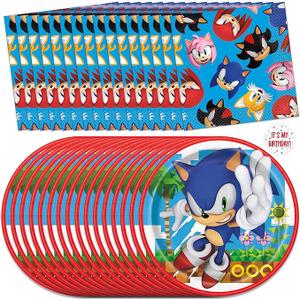 8 Pack Unique Sonic Plates and Napkins | Sonic Birthday Party Decorations | Sonic Party Decorations 