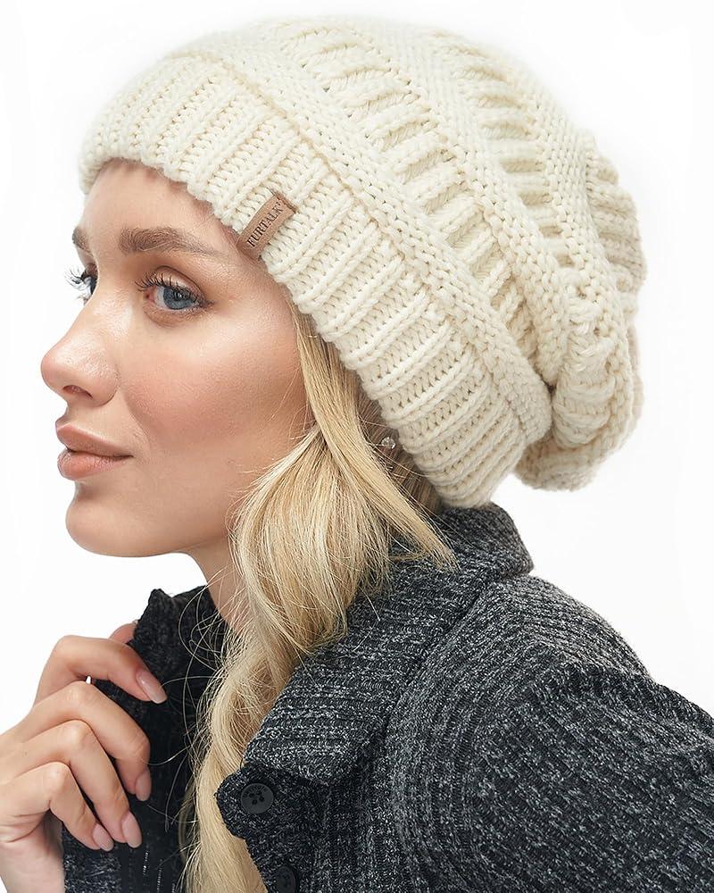 FURTALK Winter Slouchy Beanie Hat for Women Warm Cable Knit Strench Skull Cap