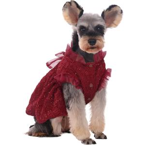 Kuoser Dog Dress, Cute Dog Dresses for Medium Large Dogs Girl Elegant Puppy Tutu with Bow-Knot, Doggie Princess Costume Pet Outfit for Birthday Party Christmas Halloween Wedding, Red L (Large (Chest Girth: 21.2"))