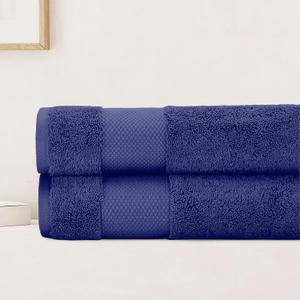 BIOWEAVES 100% Organic Cotton Bath Sheet Set of 2 | Soft Oversized Bath Towels | 700 GSM Premium Bath Towel Sheet Set GOTS Certified - Navy Blue
