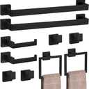 10-Pieces Matte Black Bathroom Accessories Set, 23.6 Inch Bath Towel Bar Set, SUS 304 Stainless Steel Bathroom Hardware Set, Towel Racks for Bathroom Wall Mounted