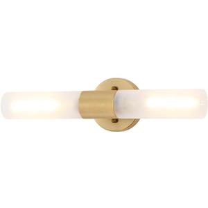 BYOLIIMA Gold Knurled Texture Wall Sconce Frosted Glass Shade Modern Bathroom Vanity Light Fixtures 2-Lights Mid Century Wall Light for Mirror Living Room Hallway E26 T10 Bulbs(Excluded)