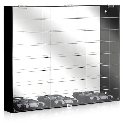 Juexica 1: 24 Clear Acrylic Toy Car Display Case 24 Grids Toy Race Car Display Show Box Diecast Case Wall Mounted Vehicles Shelf for Storage, Christmas Mini Model Figure Lover Gifts