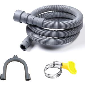 HLMOptimo 6 Feet Universal Washing Machine Drain Hose Flexible Dishwasher Drain Hose Extension Kits Corrugated Washer w/ 2 Clamps 1 adapter 1 U-Bend Holder