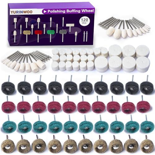 Polishing Kit for Dremel, Abrasive Buffing Wheels for Rotary Tool Accessories with 1/8 Inch Shank, Polishing Bits for Metal Wood Watch Jewelry Brass