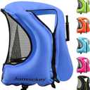 Snorkel Vest for Adults, Inflatable Snorkeling Vest for Men & Women, Portable Swim Jacket & Buoyancy Vest for Snorkeling, Swimming, Kayaking, Boating (deepblue)