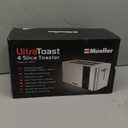 Mueller UltraToast Full Stainless Steel Toaster 4 Slice, Long Extra-Wide Slots for Bagels and Waffles, 6 Browning Levels, LED Display, Cancel/Defrost/Reheat Functions & Removable Tray, Kitchen Gadgets