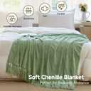 Simple&Opulence Soft Chenille Throw Blanket 50'' x 60'' - Cozy Fluffy Blanket with Fringe Tassel, Farmhouse Boho Blankets for Couch Bed Office Chair Gift Home Decor All Season Use,Sage Green