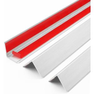 10pcs 48" L*0.98" W Aluminum Self-Adhesive Wall Corner Protectors, Wall Furniture Bumper, Safety Baby Proofing Corner Cushion Table Edge, Wide Coverage and Easy to Install - Silver