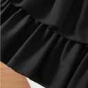 Girl's 2 Piece Preppy Summer Outfits Ruffle Bowknot Button Down Blouse and Layered Skirt Clothing Set, 10y