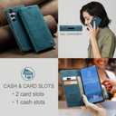for Samsung Galaxy S25 Case, Flip Wallet Leather Case with Card Holder Magnetic Closure Shockproof Kickstand Protective Phone Cases Cover for Galaxy S25, Blue-Green