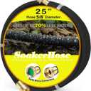 Soaker Hose 25FT 5/8" Diameter for Garden Beds Solid Brass Interface Irrigation Save 70% Water Heavy Duty Rubber Great for gardens/flower beds