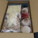 51 Pcs Christmas Velvet Ornaments 15 Pcs Christmas Tree Decor Balls 3.14" 36 Pcs Velvet Vintage Ribbon Bows 5/8" Wide 6 * 8" for Xmas Tree Hanging Decorations Home Indoor Decor (Brown Color Mix)