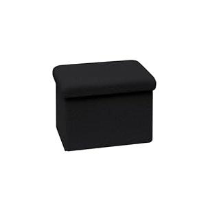 Small Ottoman with Storage, Sherpa Storage Ottoman Cube, Boucle Folding Foot Rest for Dorm, Living Room, Bedroom, Black, 16.5"x12.6"x12.6"