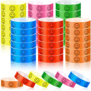 Haull 600 Neon Wristbands Waterproof Hand Bands for Events Concerts Party, 3 Colors: Red, Green, Blue, 9.84 x 0.75 Inch Paper Wristbands, 600 Count