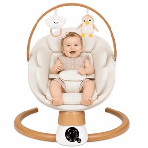 Suihuooo Electric Baby Swing for Infants, Portable Swing with Bluetooth,5 Speeds,3 Timers,10 Lullabies,5-Point Harness,Remote Control,White