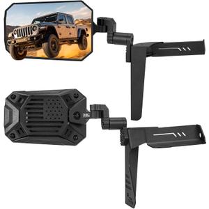 JOYTUTUS Mirrors Doors Off or Doors On Compatible with 2018-2026 Wrangler JL Gladiator JT, Side Mirrors with Bracket for Spot Light Action Camera Mount, Wider View No Vibrate & Wobble