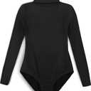 Girls' Team Basic Turtleneck Long Sleeve Leotard with Durable Snaps, Front Lining, Zipper Back (10-12 Years, Black)