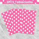 3 Pack Pink and White Polka Dots Round Tablecloth Pink Round Table Cover with White Polka Dot Plastic Table Cloth 84 in for Kitchen Dining Wedding Party