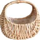 MAGICLULU Handwoven Rattan Flower Arrangement Basket Small Half Moon Woven Basket with Handle and Plastic Liner for Wedding Flower Girl Party Candy Storage and Home Decor 6.69X6.49X4.33 Inch