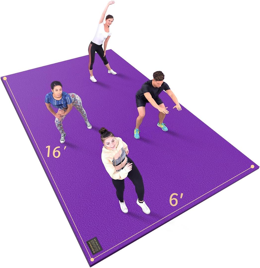 GXMMAT Extra Large Exercise Mat 16'x6'/12'x6'/10'x6'/8'x6'(7mm), High-Density Wide Workout Mats for Home Gym & Garage Flooring,Non-Slip Thick Cardio Mat for MMA,Weights,Fitness,Shoe-Friendly