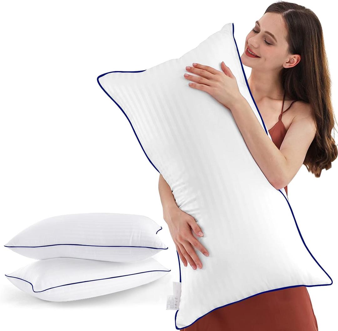 Bed Pillows for Sleeping, King Size Pillows Set of 2 Cooling Luxury Hotel Quality Pillow with Premium Soft Down Alternative Filling for Back, Stomach or Side Sleepers (White)