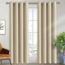 BGment Room Darkening Curtains 84 Inches Long - Grommet Thermal Insulated Drapes Window Treatment Curtains for Bedroom, 2 Panels, 52 x 84 Inch, Beige