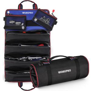 WORKPRO Roll Up Tool Bag, Tool Roll Up Bag with Detachable Tool Pouches, Heavy Duty Tool Bag Organizer with 6 Pockets, Tool Organizer for Mechanic, Electrician, Plumber and Carpenter (Black) WORKPRO Roll Up Tool Bag, Tool Roll Up Bag with Detachable Tool Pouches, Heavy Duty Tool Bag Organizer with 6 Pockets, Tool Organizer for Mechanic, Electrician, Plumber and Carpenter (Black)