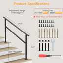 2PCS Hand Rails for Outdoor Steps 2-5 Steps Wrought Iron Handrails
