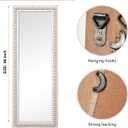 H HOMEWINS Rustic Full Length Mirror,18x48 Inch Farmhouse Boho Bathroom Full Body Nursery White Beads Decor Wall-Mounted Mirror for Bedroom, Living Room,Vanity,Entryway,Over Sink