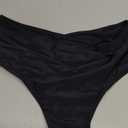 Women's Sexy High Waisted Thong V Cut Bikini Bottom Cheeky Brazilian Swimsuit Bottom (Black, Medium)