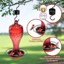Hummingbird Feeder, Hand Blown Glass Hummingbird Feeders for Outdoors Hanging with Ant Moat, 5 Feeding Ports, Leak-Proof, 20 Ounces, Never Fade Garden Backyard Decoration, Gift for Mom Dad